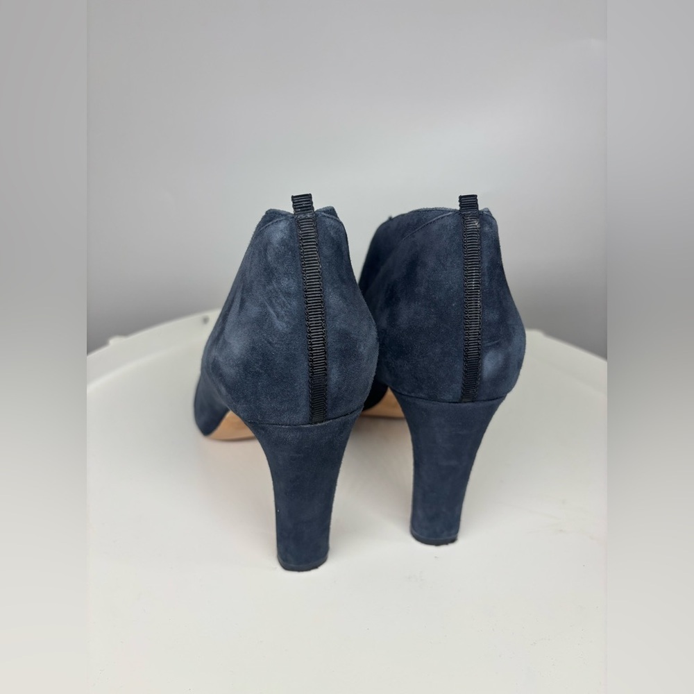 Boden Women’s Suede Navy Blue Block Heel Roseberry Pointed Toe Pumps 42 10.5 - Picture 4 of 5